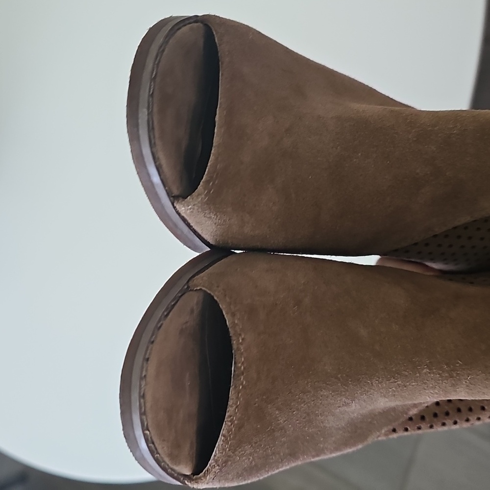 Lucky Brand Lamina Tan Peep-Toe Heeled Boots - Picture 6 of 8
